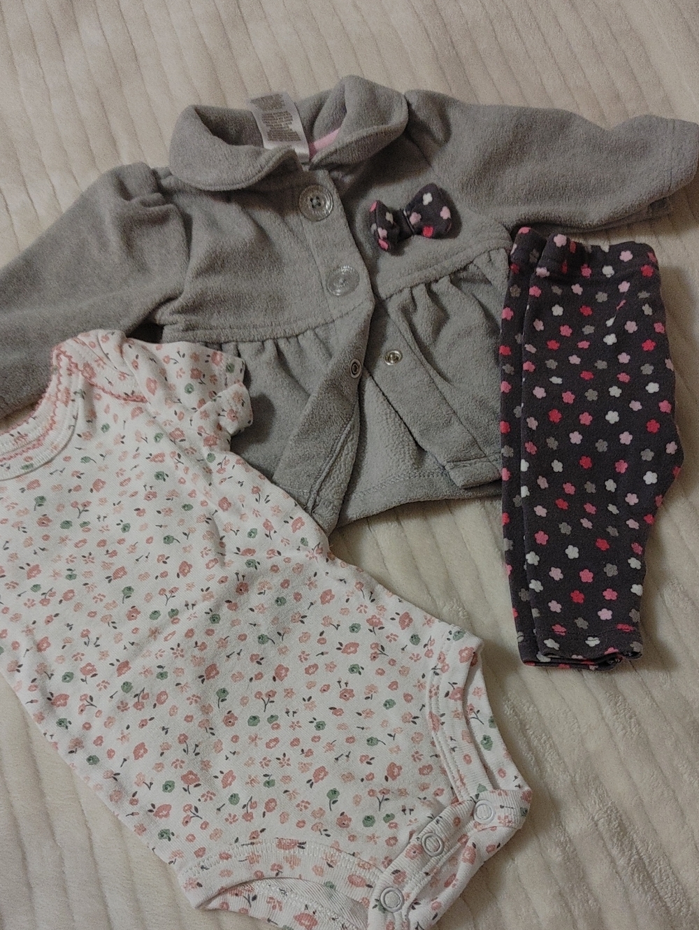 Girls' Gray Jacket & Floral Bodysuit Matching Set - Unbranded